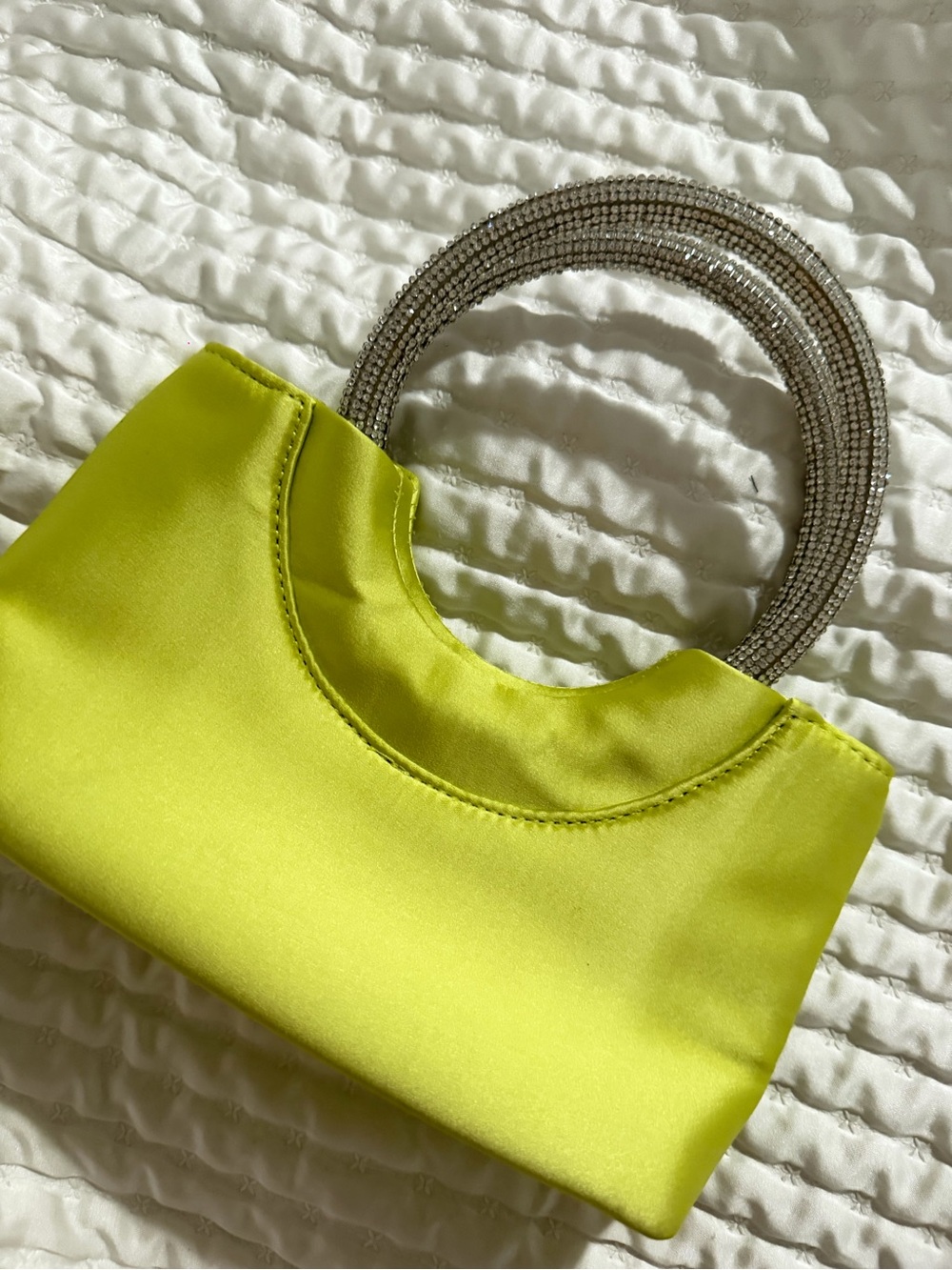 Satin Lime Green Top-Handle Evening Bag
